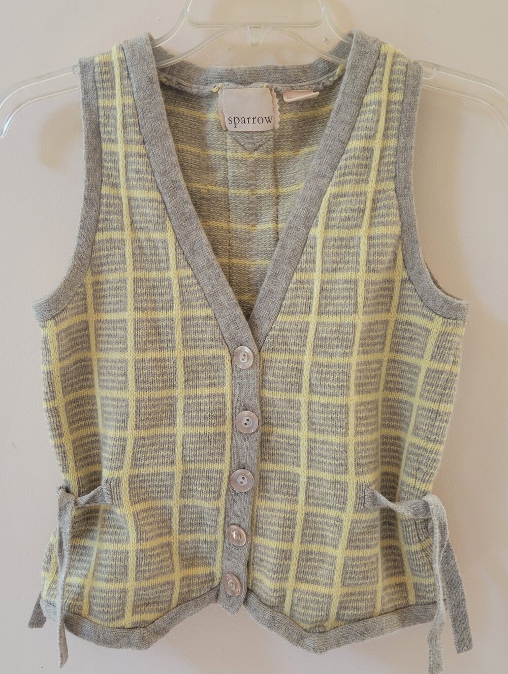 Anthropologie Sparrow Yellow And Gray Sweater Vest